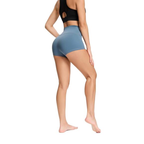 Womens 2"/7" High Waist Yoga Tummy Contrl Workout Running Biker Volleyball Shrts - Picture 3 of 7